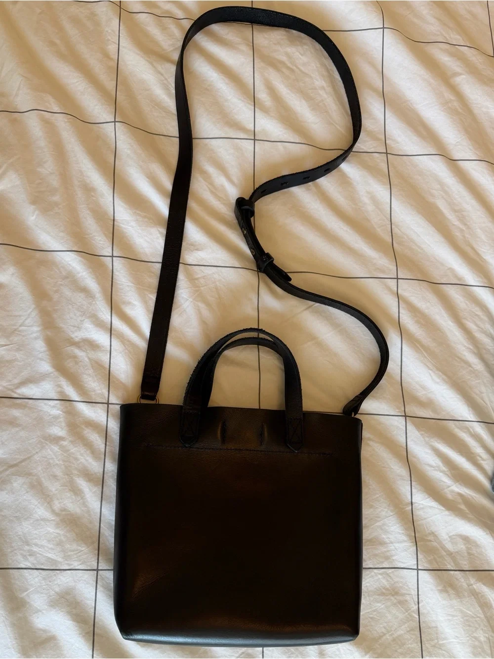 Madewell Transport Crossbody Tote Bag - Black Leather